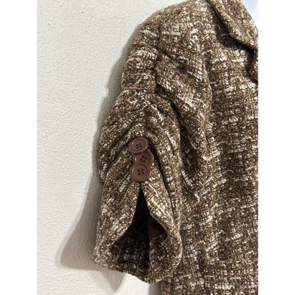 VTG Preppy Wool Blend Lined Waist Length Blazer Top S Brown Fall Trend City - Picture 5 of 13